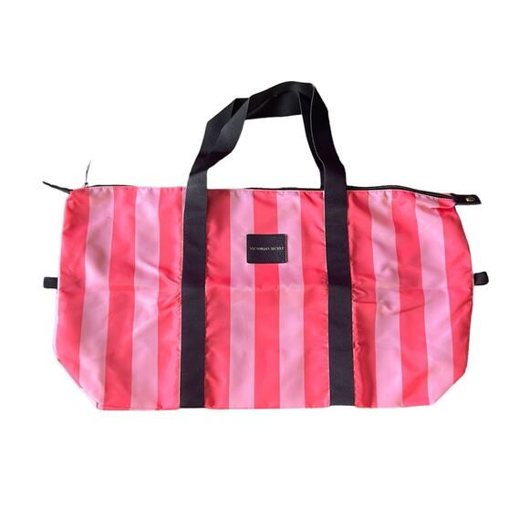 Victoria‎ Secret Signature Stripes Duffle Weekender Gym Bag - Picture 1 of 10